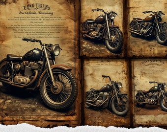 Vintage Motorrad Junk Journal Seiten: Vintage Motorrad Ephemera (Digitaler Download)