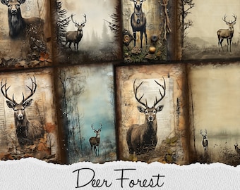 Hirschwald Junk Journal Seiten: Scrapbook Papier (Digitaler Download)