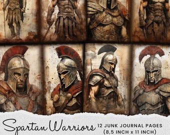 Antique Spartan warriros Junk Journal Seiten (Digitales Papier)
