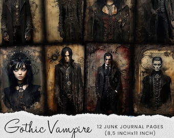 Gothic Vampire Junk Journal Pages: Dark Digital Paper (Digital Download)