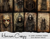 Dark Horror Gothic Junk Journal Pages: Printable Digital Paper (8.5x11 Inch)