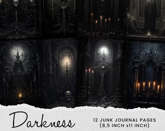 Dark Horror Gothic Junk Journal Pages: Printable Digital Paper (8.5x11 Inch)