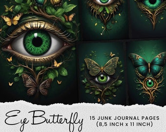 Schmetterlings-Auge Junk Journal Seiten: Gothic Digital Papier (Digitaler Download)