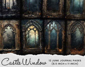 Pagine del diario "finestra del castello gotico": carta digitale Dark Mystic (download digitale)