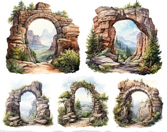 Aquarell Stein Bogen Clipart: Journaling Scrapbook Bundle (digitaler Download)