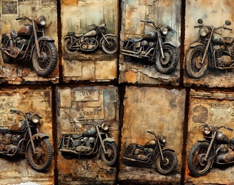 Klassisches Motorrad Junk Journal Seiten: Retro Motorrad Ephemera (Digitaler Download)
