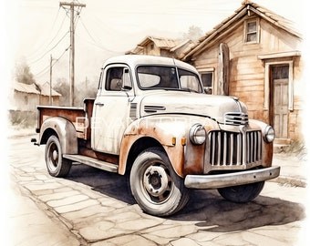 Old Classic Truck Clipart: Vintage American Truck Images (JPEG)