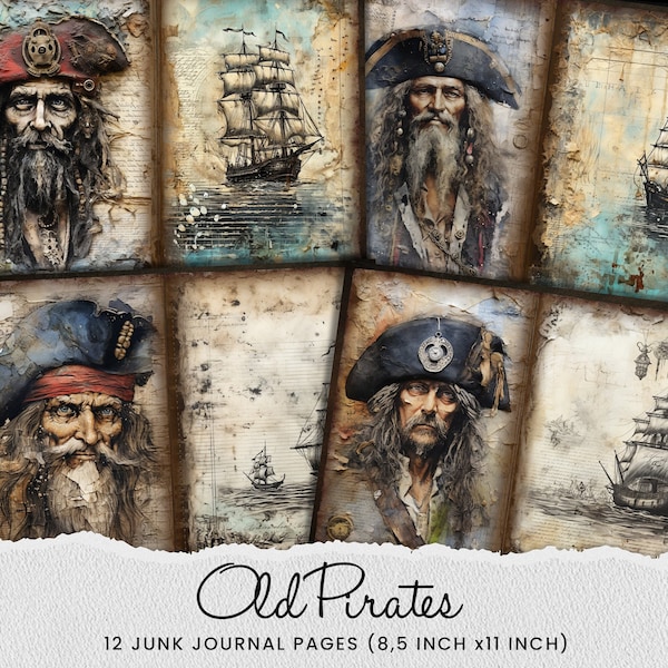 Old Pirates Junk Journal Pages, Nautical Junk Journal, Old Pirates Ship Digital Paper Scrapbook