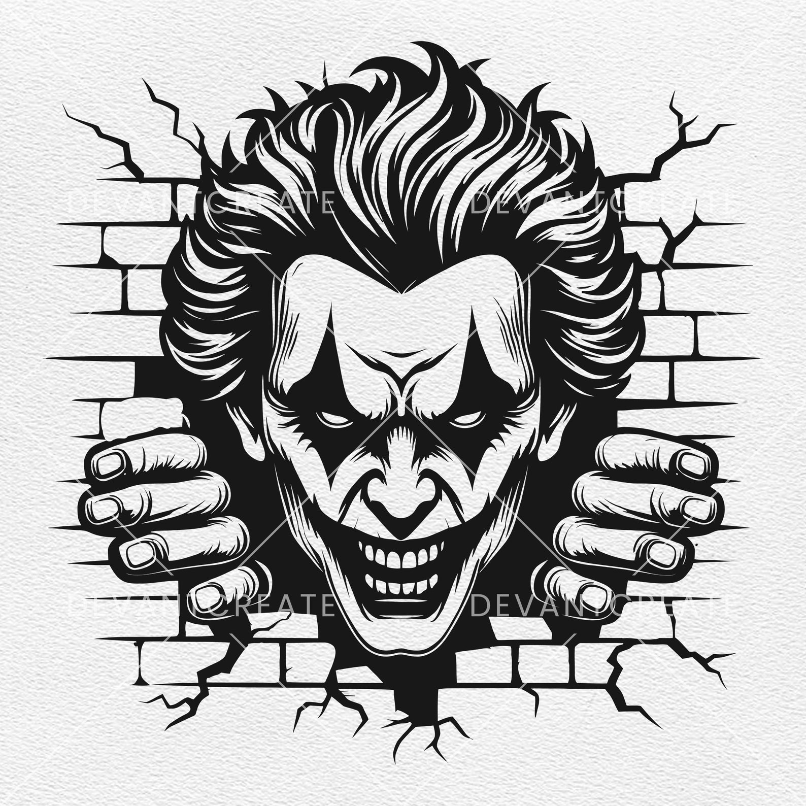 Clown SVG, Clown Head SVG, Creepy Clown SVG, Scary Clown on Cracked