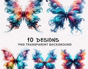 Ethereal Smoke Butterfly Clipart Bundle (PNG & JPEG)