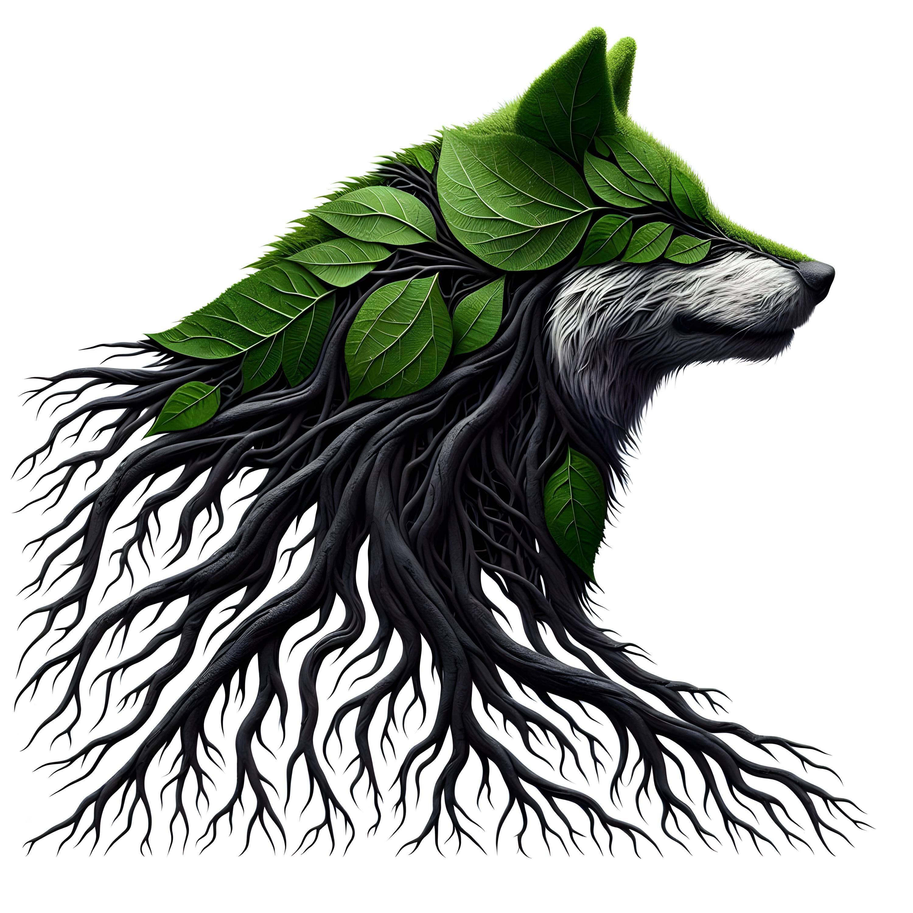 Wolf Roots Floral Wolf Clipart: Forest Roots, Majestic Nature (PNG, JPEG) - Etsy