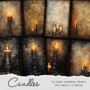 Dunkle Kerze Junk Journal Seite, Gothic Kerzen Journal Scrapbook Kartenherstellung druckbare Handwerk Versorgung Digital Papier