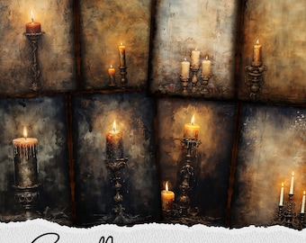 Dark Candle Junk Journal Pages: Gothic Scrapbook Paper (Digital Download)