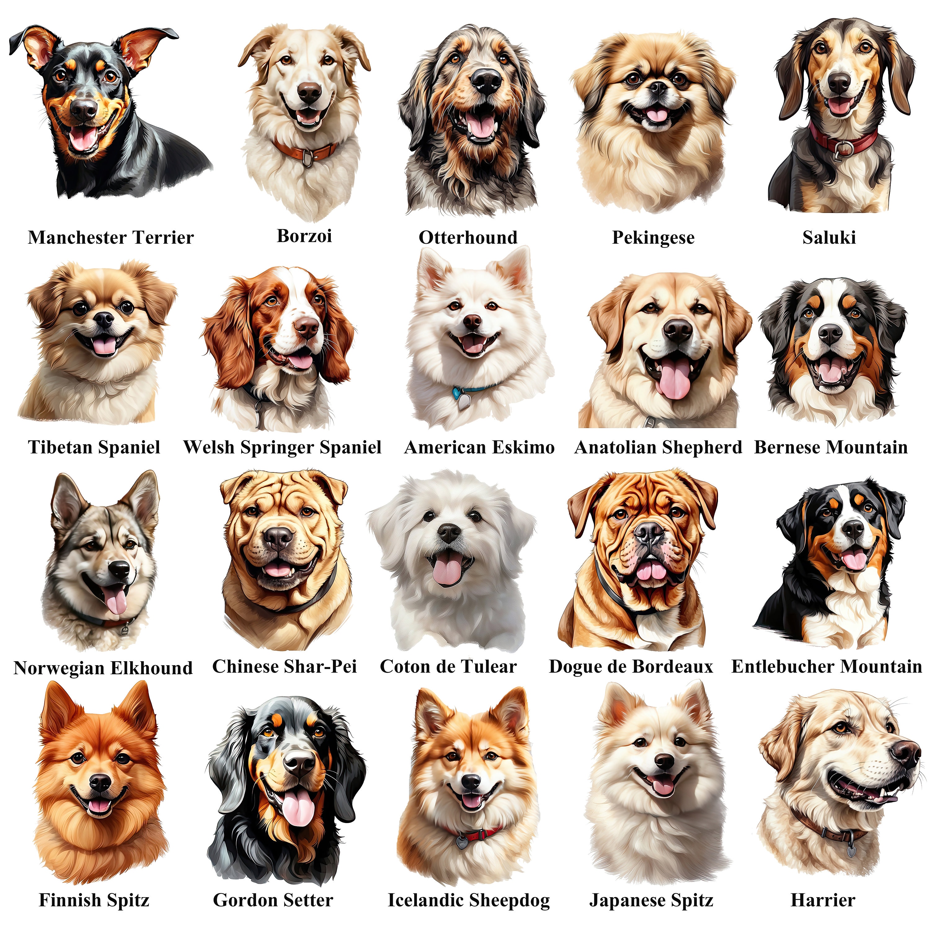 Dog Clipart, Dog Breeds Clipart, Cute Dog, Dog Poster - Etsy