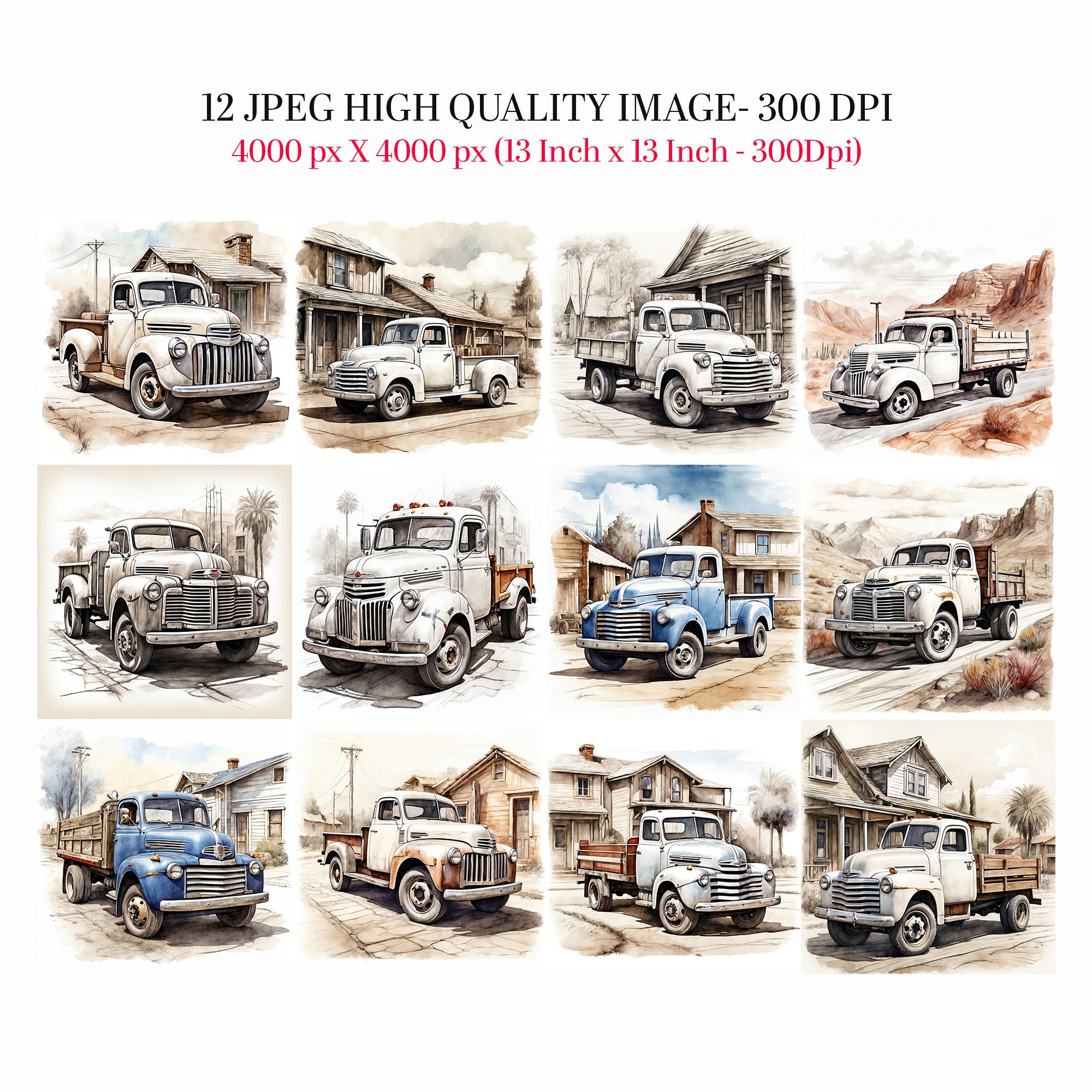 12 Old Classic Truck Clipart Truck Clipart Classic Truck - Etsy