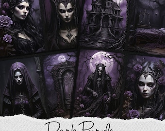 Kit de diario gótico morado oscuro: páginas imprimibles (descarga digital)