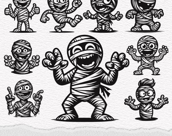 Funny Mummy Clipart: Halloween Silhouette SVG, PNG, PDF