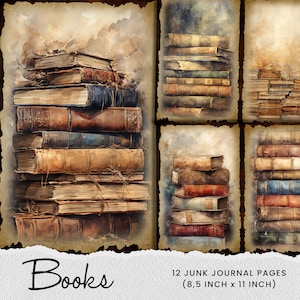 Old Books Digital Paper: Gothic Junk Journal Pages (8.5x11 Inch)