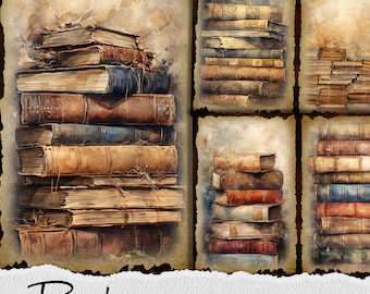 Alte Bücher Digitales Papier: Gothic Junk Journal Seiten (8.5 x 11 Inch)