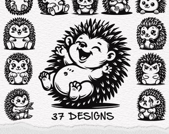 Niedliche Igel SVG, Igel SVG, lustige Baby Igel, entzückende Igel, Igel Clipart Silhouette Vektor Schnitt Dateien