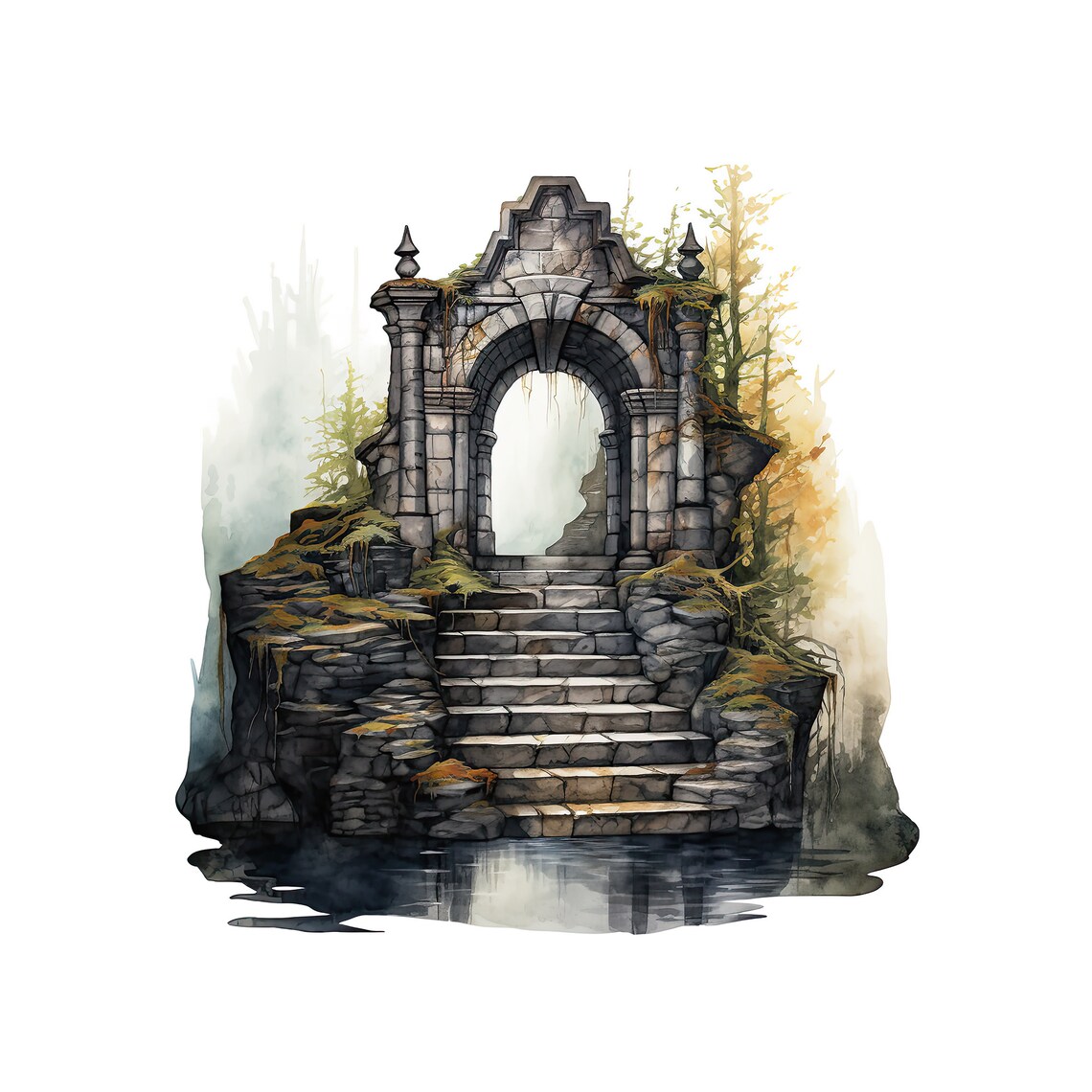 Old Stone Stairs Watercolor 25 Rustic Stone Stairs Clipart Stone