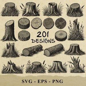 Tree Stump SVG Bundle: Rustic Wood Slice Clipart (200+ Designs)