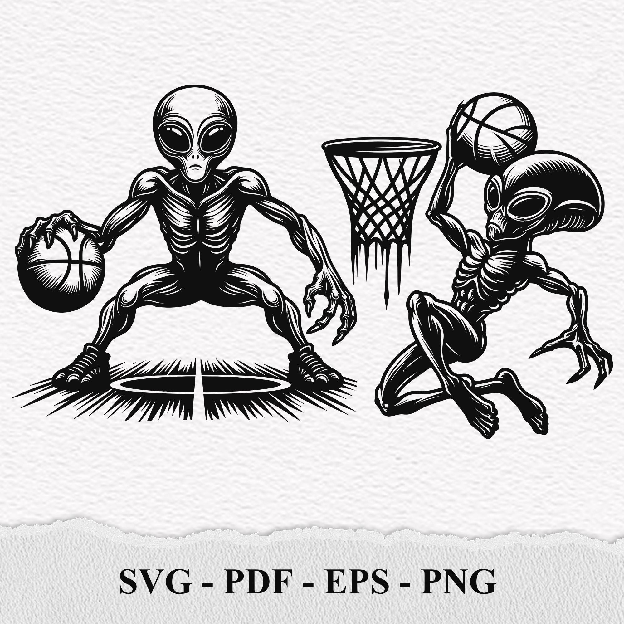Alien Playing Basketball SVG: Sci-fi Sports Clipart (digital Files) - Etsy