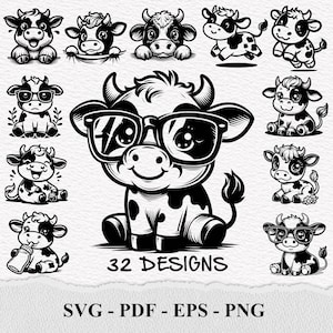 Cute Baby Cow SVG,  Cute Cow Svg, Funny Cow, Cow Svg Bundle, Cow Face, Peeking  Baby Cow  Silhouette SVG PNG Clipart Cut Files