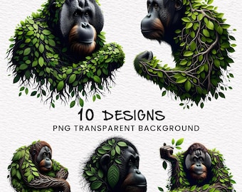 Orang-Utan Clipart Bundle: Dschungel Wildtiere PNG (Digital Download)