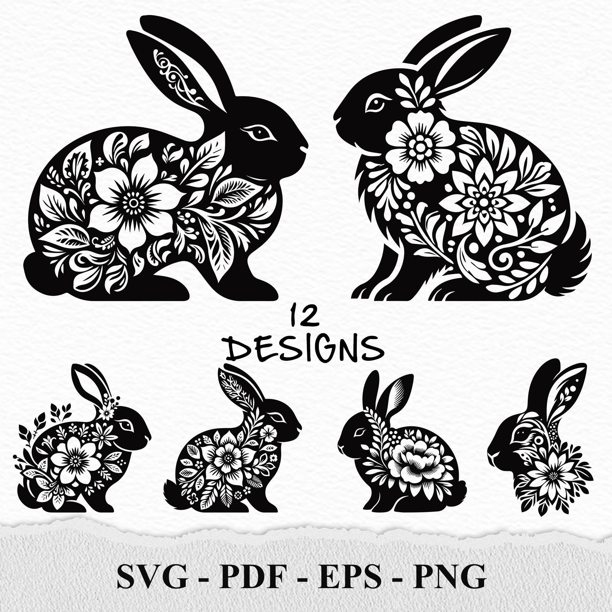 Floral Bunny SVG, Flower Rabbit Clipart Cut Files (digital Download) - Etsy