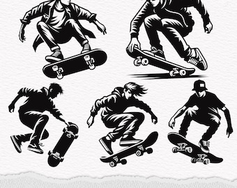 Skaterboard SVG, Skater SVG, Skateboarding Silhouette SVG PNG Clipart Cut-Dateien