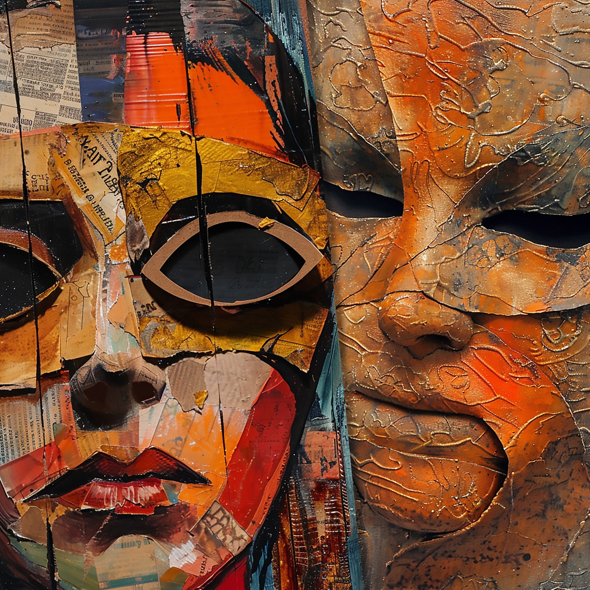Woman Paper Mask Collage: Printable Scrapbook Craft Supply (digital ...