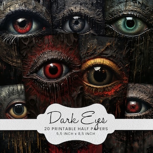 Dark Eye Junk Journal Single Page, Eye Half Paper Mixed Media Paper Collage Printable, Scrapbook, Card Making, Craft Supply