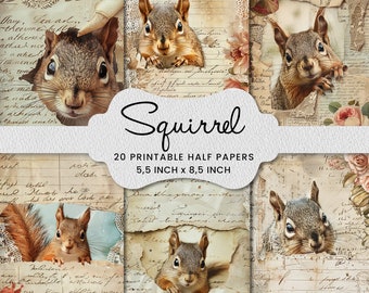Papel de diario de ardilla: Collages imprimibles con técnica mixta (descarga digital)
