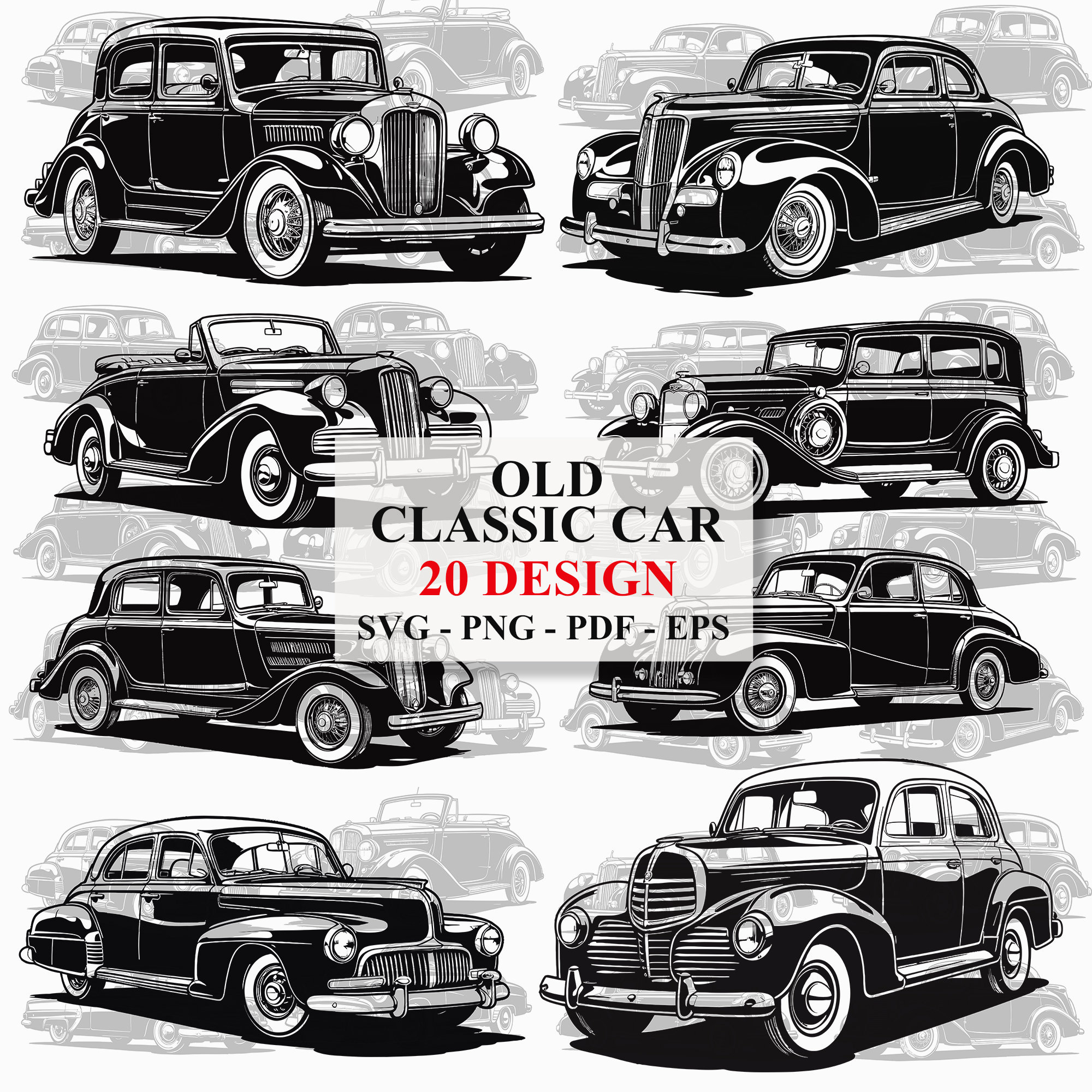 Altes klassisches Auto SVG, Auto svg, Oldtimer Clipart, Auto Silhouette, Oldtimer Schnittdateien