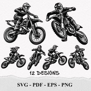 Motocross Svg, Dirt Bike Svg, Motorcycle Svg, Motocross Rider Silhouette SVG PNG Clipart Cut Files