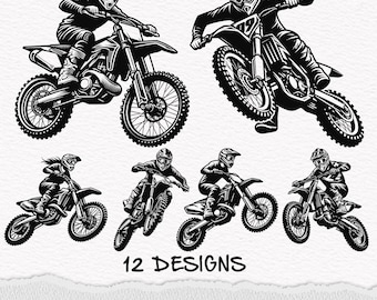 Motocross Rider SVG: Dirt Bike Silhouette Clipart (Digital Files)