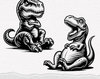 Funny Grumpy T-Rex SVG Clipart: Dinosaur Vector Cut Files (Digital Download)