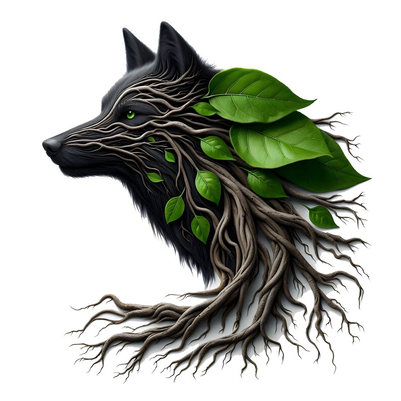Wolf Roots Floral Wolf Clipart: Forest Roots, Majestic Nature (PNG, JPEG) - Etsy