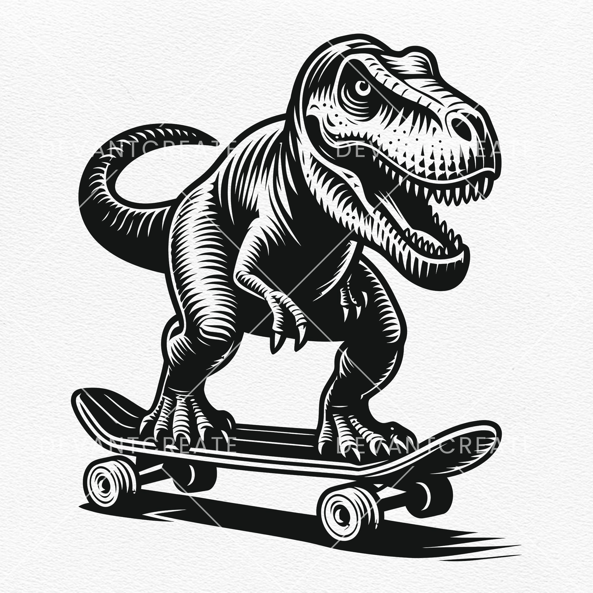 スケーター T-Rex 恐竜 SVG: スケートボード クリップアート カット