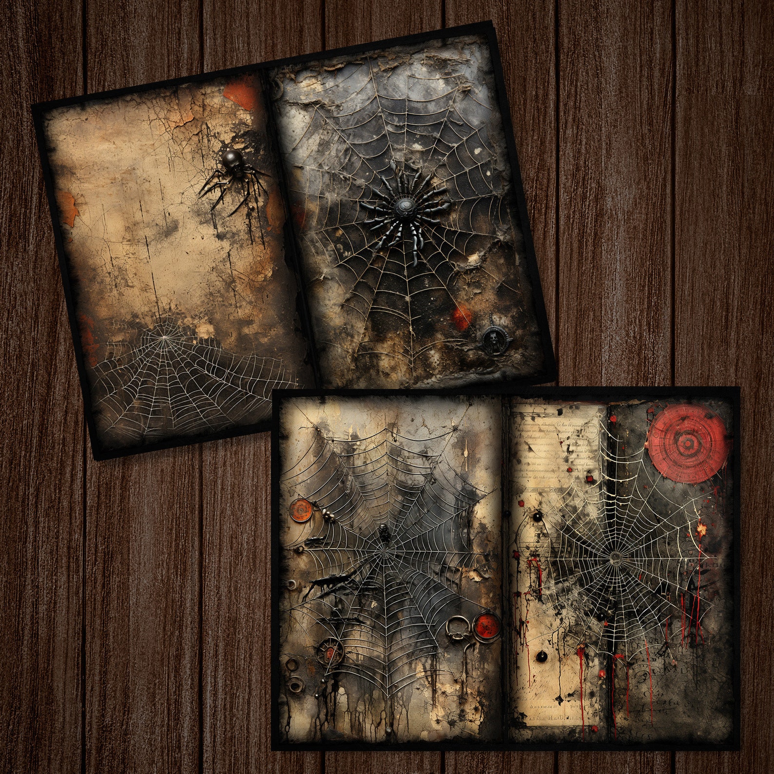 Dark Gothic Spiderweb Junk Journal Pages: Printable Scrapbook Paper ...