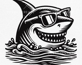 Funny Shark With Sunglasses SVG Clipart (digital Files)