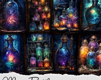 Zaubertrank Flasche Junk Journal Seiten: Apotheker zum Ausdrucken (Digitales Papier)