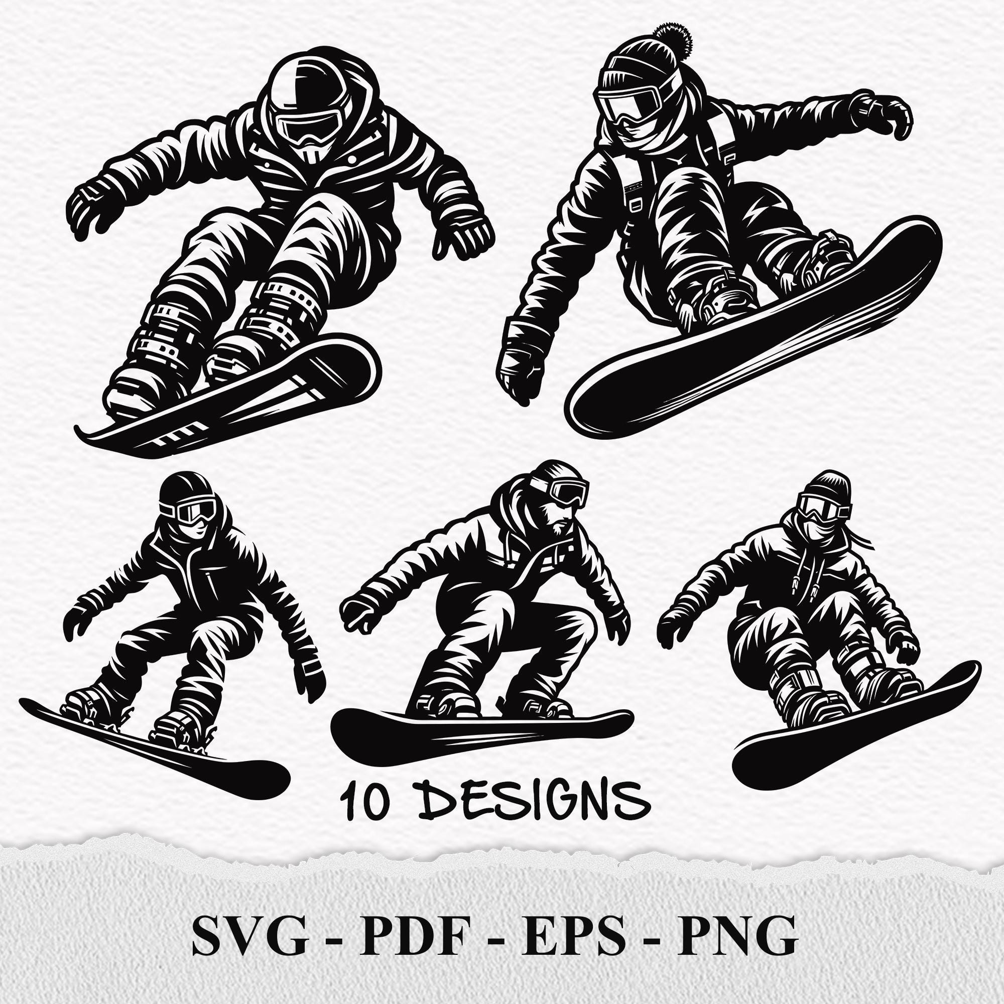 スノーボーダーのシルエット SVG: 冬季スポーツ クリップアート