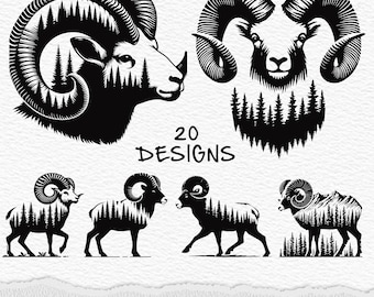 SVG de borrego cimarrón: imágenes prediseñadas de animales de montaña (20 diseños)