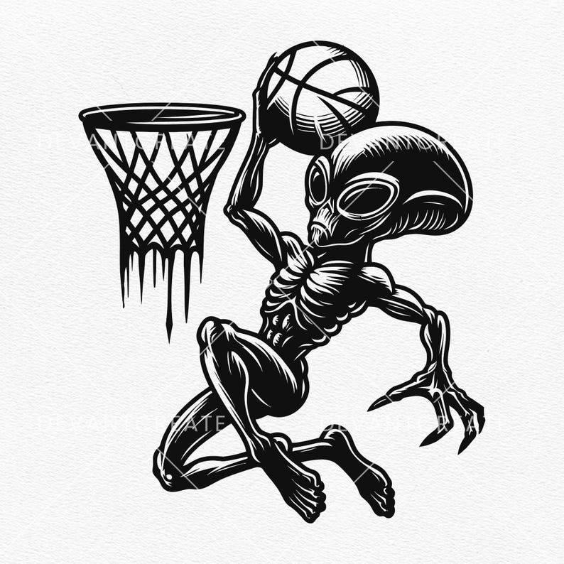 Alien Playing Basketball SVG: Sci-fi Sports Clipart (digital Files) - Etsy