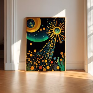 Otoño bajo el agua cartel original arte sol caída pared decoración océano arte impresión sala de estar simbolismo Klimt Original Miresgal