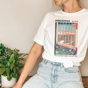 Vintages japanisches Katzen-Shirt japanische Ästhetik durch Hiroshige, Vintage Art-Kunst-T-Shirt, Japan-Katzen-T-Shirt, Kawaii grafische T-Shirts