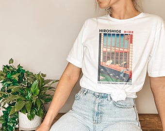 Vintage Japanese Cat Shirt Japanese Aesthetic by Hiroshige, Vintage Style Art Tee Shirt, Japan Cat Tshirt, Kawaii Graphic Tees