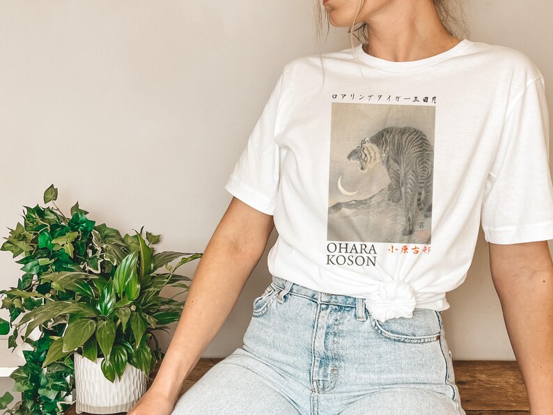 May include: White t-shirt with a black and white illustration of a tiger with the text "OHARA KOSON" and Japanese characters below the image.